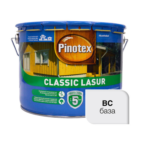 Пропитка лазурная для дерева Pinotex Classic Lasur с декоративным эффектом, бесцветная, BC
