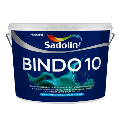 Акриловая краска Sadolin Bindo 10 для стен, белая, BW