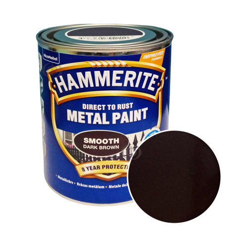Краска 3 в 1 по металлу Hammerite Metal Paint Smooth защитная, темно-коричневая