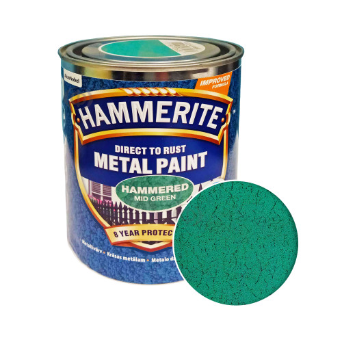 Краска 3 в 1 по металлу Hammerite Metal Paint Hammered защитная, зеленая